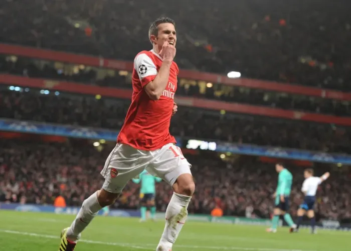 Framed Print : Arsenal's Shocking Victory: Robin van Persie's Stunning Goal vs. Barcelona, UEFA Champions League Framed Print : Arsenal's Shocking Victory: Robin van Persie's Stunning Goal vs. Barcelona, UEFA Champions League