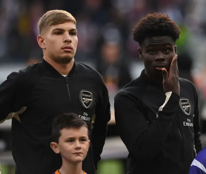 Framed Print : Arsenal's Smith Rowe and Saka Prepare for Eintracht Frankfurt Clash in Europa League (Group F)