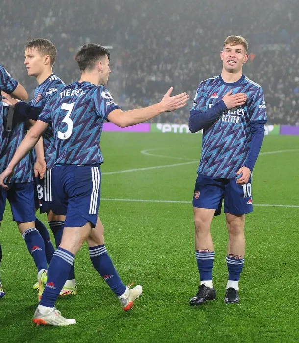 Framed Print : Arsenal's Smith Rowe and Tierney Celebrate Fourth Goal Against Leeds United (Premier League 2021-22) Framed Print : Arsenal's Smith Rowe and Tierney Celebrate Fourth Goal Against Leeds United (Premier League 2021-22)