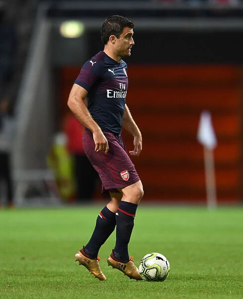Arsenal's Sokratis in Action against SS Lazio during 2018 Pre-Season Friendly in Stockholm