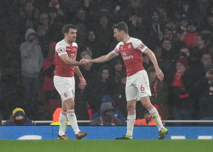 Framed Print : Arsenal's Sokratis and Koscielny: A Defensive Duo in Action against Manchester United (2018-19) Framed Print : Arsenal's Sokratis and Koscielny: A Defensive Duo in Action against Manchester United (2018-19)