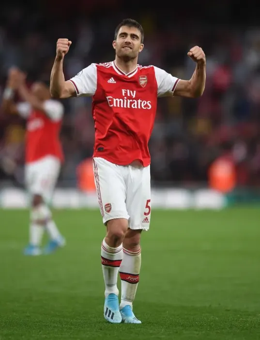 Framed Print : Arsenal's Sokratis Reacts After Arsenal FC vs Aston Villa, Premier League 2019-20