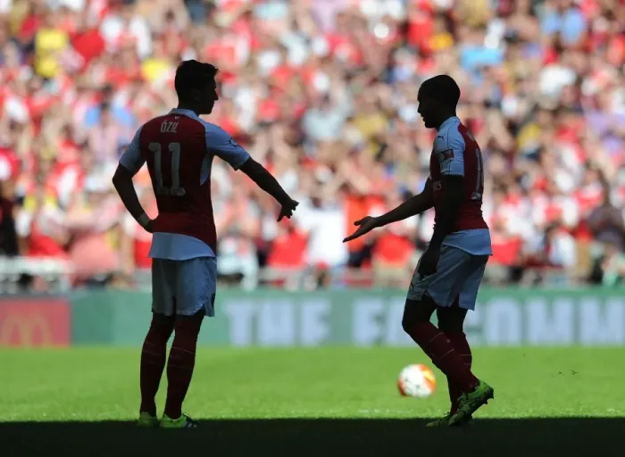 Framed Print : Arsenal's Star Duo: Ozil and Walcott Shine at the FA Community Shield vs. Chelsea (2015)