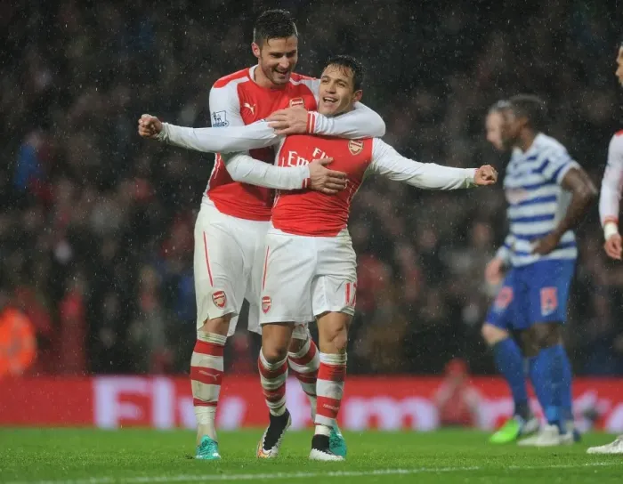 Framed Print : Arsenal's Star Duo: Sanchez and Giroud Celebrate Goal against Queens Park Rangers, 2014-15 Season Framed Print : Arsenal's Star Duo: Sanchez and Giroud Celebrate Goal against Queens Park Rangers, 2014-15 Season