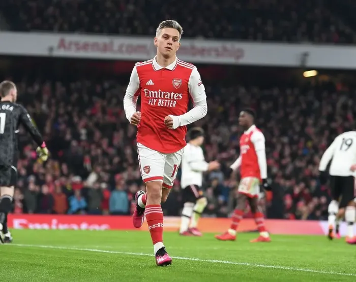Framed Print : Arsenal's Star Performer Trossard Shines: Premier League Victory over Manchester United (2022-23)