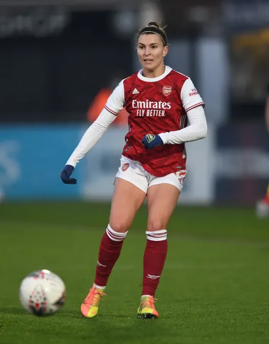 Framed Print : Arsenal's Steph Catley in Action: Arsenal Women vs Birmingham City Women, FA WSL (December 2020)
