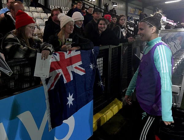 Arsenal's Steph Catley Celebrates FA Cup Quarterfinal Victory with Australian Fans
