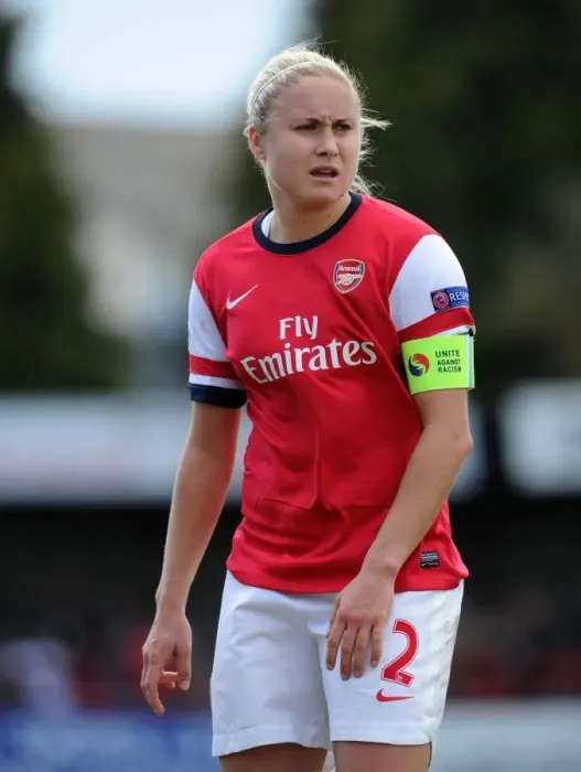 Framed Print : Arsenal's Steph Houghton Fights in UEFA Women's Champions League Semi-Final against VfL Wolfsburg (2013)