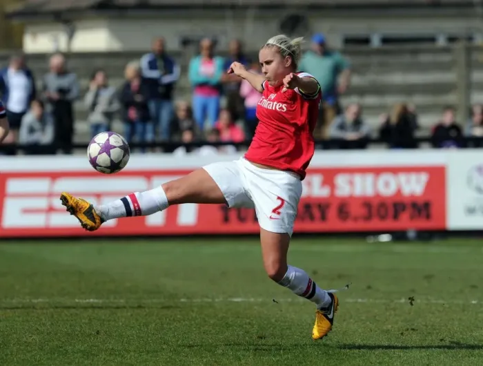 Framed Print : Arsenal's Steph Houghton Fights in UEFA Women's Champions League Semi-Final Against VfL Wolfsburg, 2013 Framed Print : Arsenal's Steph Houghton Fights in UEFA Women's Champions League Semi-Final Against VfL Wolfsburg, 2013