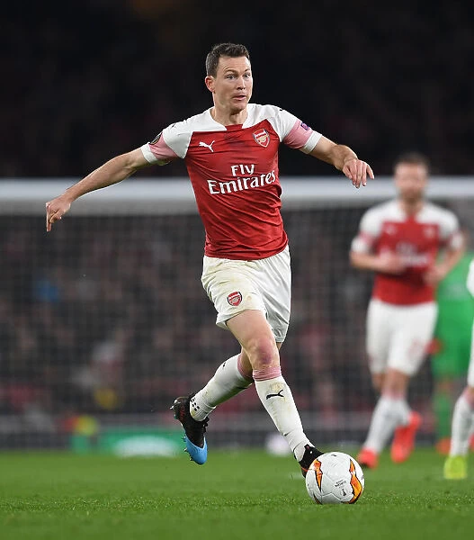 Arsenal's Stephan Lichtsteiner in Action during the UEFA Europa League Clash against BATE Borisov at Emirates Stadium, London (February 2019)
