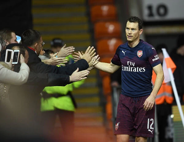 Arsenal's Stephan Lichtsteiner Celebrates with Fans after FA Cup Victory over Blackpool