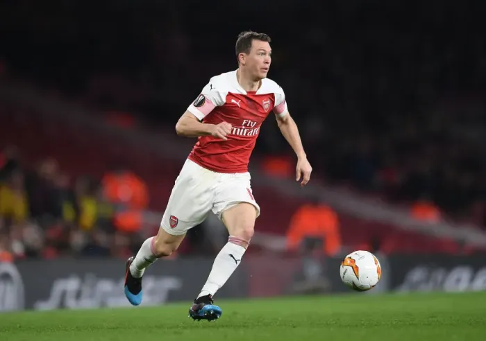 Framed Print : Arsenal's Stephan Lichtsteiner in Europa League Action: Arsenal vs BATE Borisov at Emirates Stadium