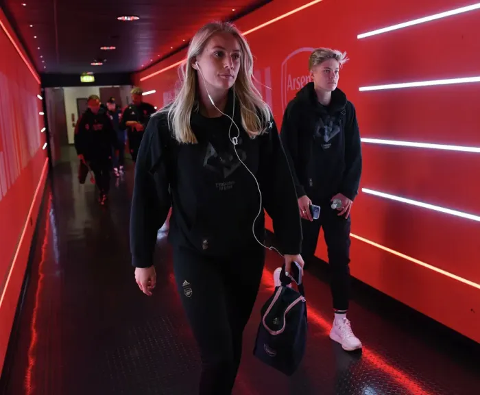 Framed Print : Arsenal's Stina Blackstenius Arrives at Emirates Stadium for 2022-23 Season Opener Against Tottenham Hotspur Women
