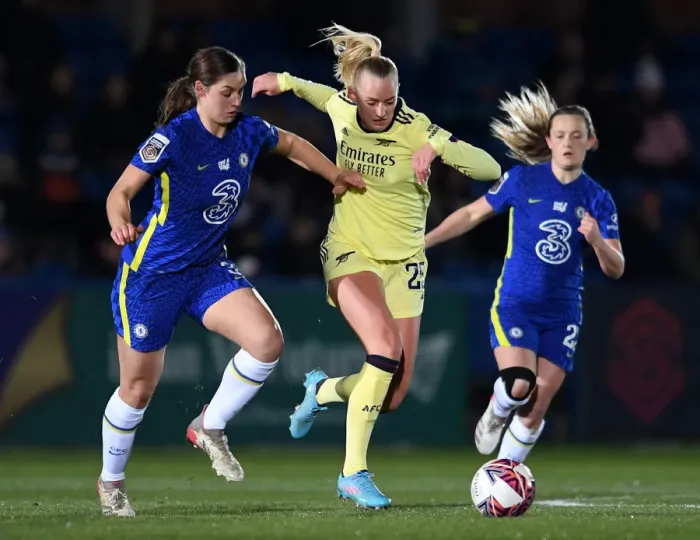 Framed Print : Arsenal's Stina Blackstenius Faces Off Against Chelsea's Aniek Nouwen in FA WSL Clash Framed Print : Arsenal's Stina Blackstenius Faces Off Against Chelsea's Aniek Nouwen in FA WSL Clash