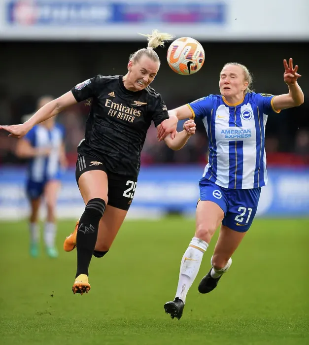 Framed Print : Arsenal's Stina Blackstenius Faces Pressure from Brighton's Zoe Morse in FA Women's Super League Clash Framed Print : Arsenal's Stina Blackstenius Faces Pressure from Brighton's Zoe Morse in FA Women's Super League Clash