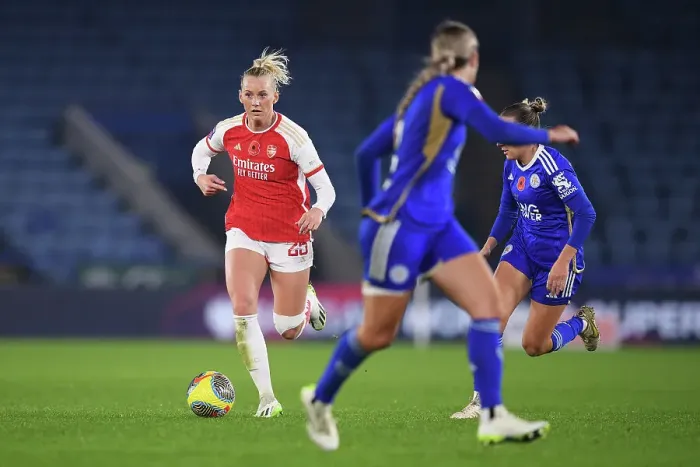 Framed Print : Arsenal's Stina Blackstenius Scores at Leicester City in Barclays Women's Super League