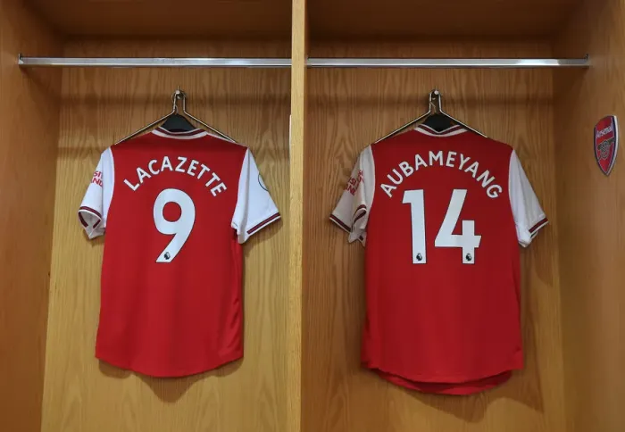 Framed Print : Arsenal's Strikers: Lacazette and Aubameyang Gear Up for Arsenal v Southampton (2019-20)