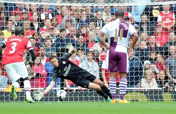 Arsenal's Szczesny Stops Benteke's Penalty in 2013-14 Arsenal v Aston Villa Premier League Clash
