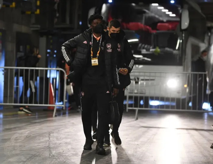 Framed Print : Arsenal's Thomas Partey Arrives at Empty Eden Arena for Slavia Prague Showdown - UEFA Europa League Quarterfinal