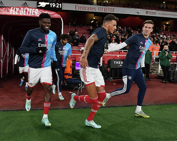 Arsenal's Thomas Partey, Ben White, and Rob Holding Prepare for West Ham Clash (2022-23)
