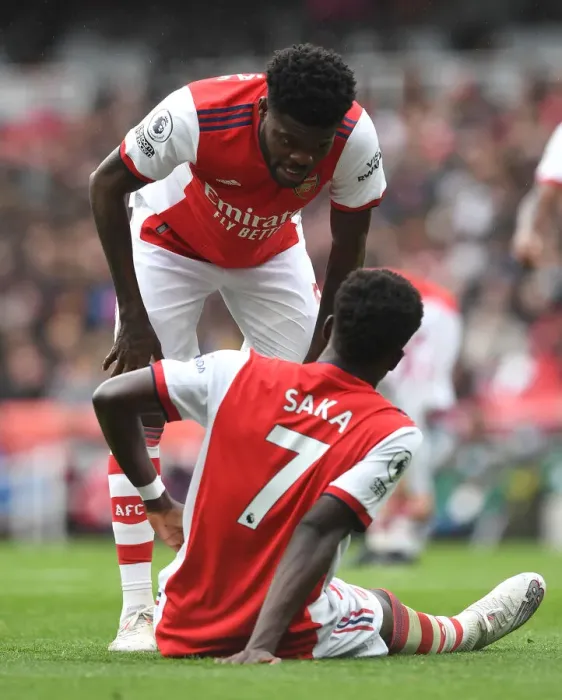 Framed Print : Arsenal's Thomas Partey and Bukayo Saka in Action against Newcastle United (2021-22) Framed Print : Arsenal's Thomas Partey and Bukayo Saka in Action against Newcastle United (2021-22)