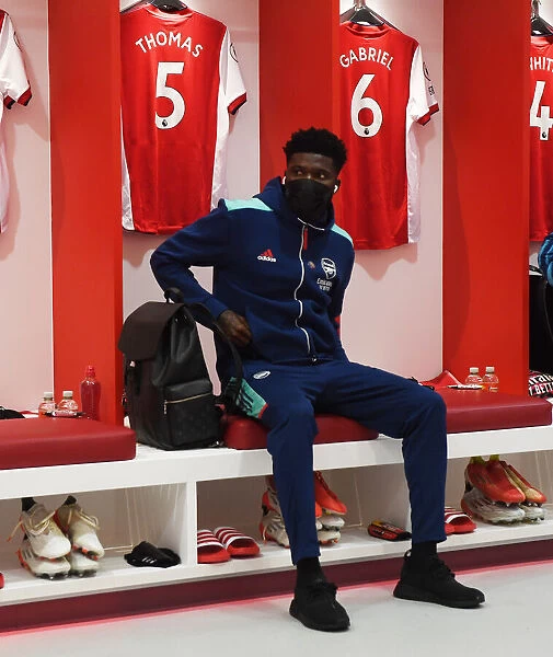 Arsenal's Thomas Partey in the Changing Room Before Arsenal v Newcastle United (2021-22)