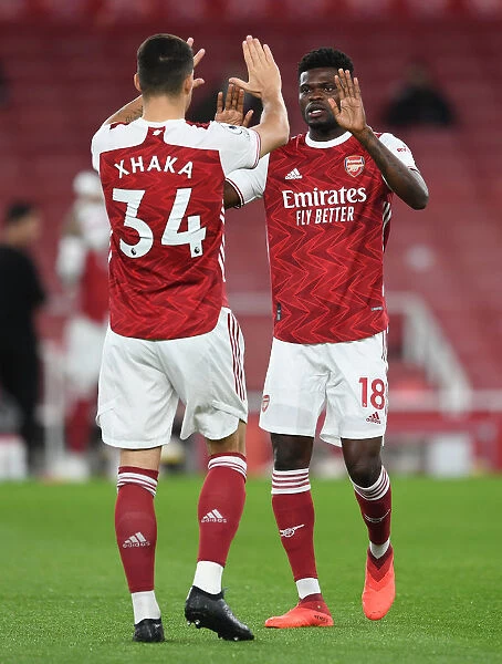Arsenal's Thomas Partey and Granit Xhaka Pre-Match: Emirates Stadium, Arsenal vs Leicester City, 2020-21 Season