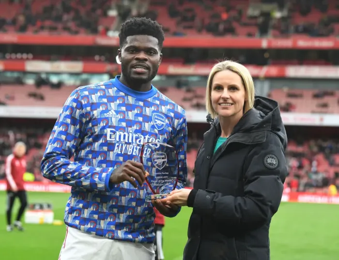 Framed Print : Arsenal's Thomas Partey Receives Player of the Month Award Before Arsenal vs Leicester City