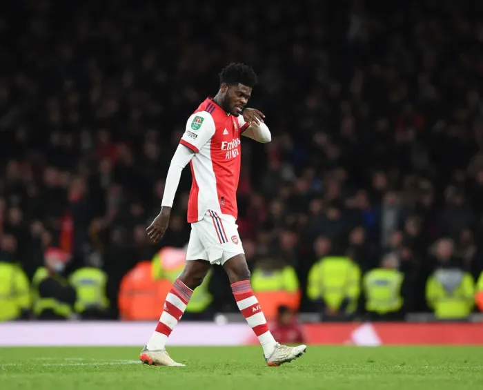 Framed Print : Arsenal's Thomas Partey Red-Carded in Carabao Cup Semi-Final Clash Against Liverpool Framed Print : Arsenal's Thomas Partey Red-Carded in Carabao Cup Semi-Final Clash Against Liverpool