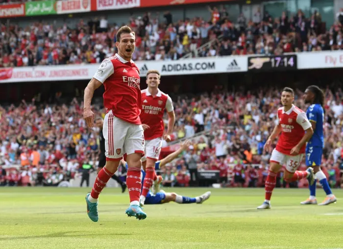 Framed Print : Arsenal's Thrilling Victory: Cedric Soares Scores the Decisive Goal Against Everton (2021-22) Framed Print : Arsenal's Thrilling Victory: Cedric Soares Scores the Decisive Goal Against Everton (2021-22)