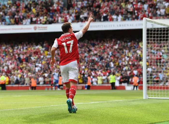 Framed Print : Arsenal's Thrilling Victory: Cedric Soares Scores the Decisive Goal Against Everton (May 2022) Framed Print : Arsenal's Thrilling Victory: Cedric Soares Scores the Decisive Goal Against Everton (May 2022)