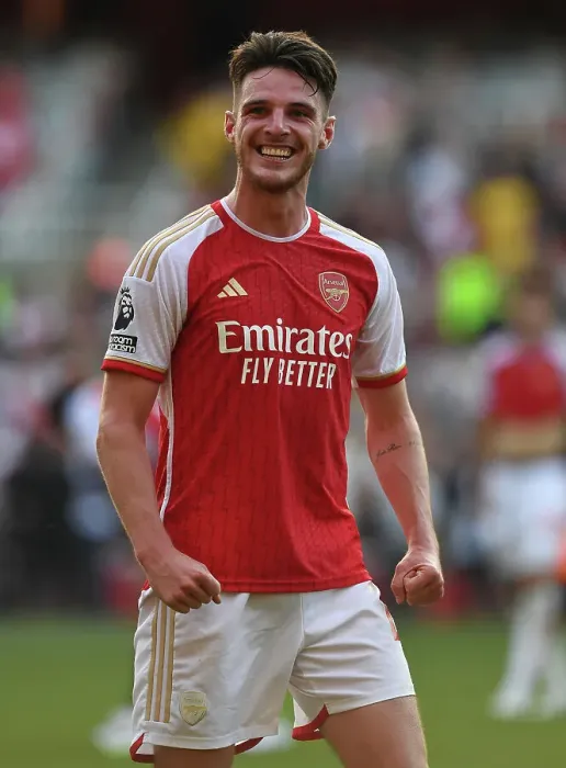 Framed Print : Arsenal's Thrilling Victory Over Manchester United in the 2023-24 Premier League: Declan Rice's Emotional Celebration at Emirates Stadium Framed Print : Arsenal's Thrilling Victory Over Manchester United in the 2023-24 Premier League: Declan Rice's Emotional Celebration at Emirates Stadium