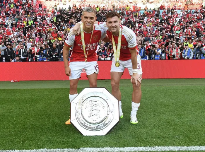 Framed Print : Arsenal's Tierney and Torreira: The FA Community Shield Showdown - Arsenal vs Manchester City (2023-24) Framed Print : Arsenal's Tierney and Torreira: The FA Community Shield Showdown - Arsenal vs Manchester City (2023-24)
