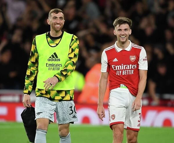 Arsenal's Tierney and Turner Celebrate Victory Over Aston Villa in 2022-23 Premier League