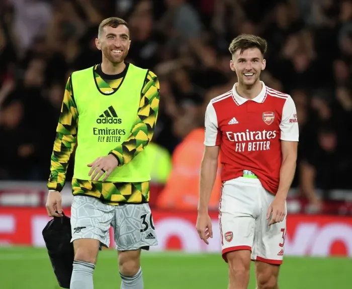Framed Print : Arsenal's Tierney and Turner Celebrate Victory Over Aston Villa in 2022-23 Premier League Framed Print : Arsenal's Tierney and Turner Celebrate Victory Over Aston Villa in 2022-23 Premier League