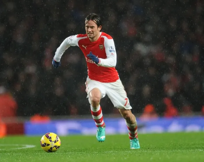 Framed Print : Arsenal's Tomas Rosicky in Action against Queens Park Rangers (2014-15)