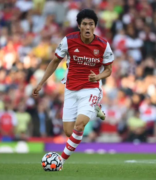 Framed Print : Arsenal's Tomiyasu in Action: Arsenal vs. Tottenham, Premier League 2021-22