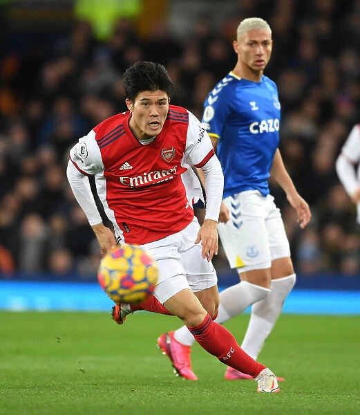 Arsenal's Tomiyasu in Action at Everton's Goodison Park - Premier League 2020-21