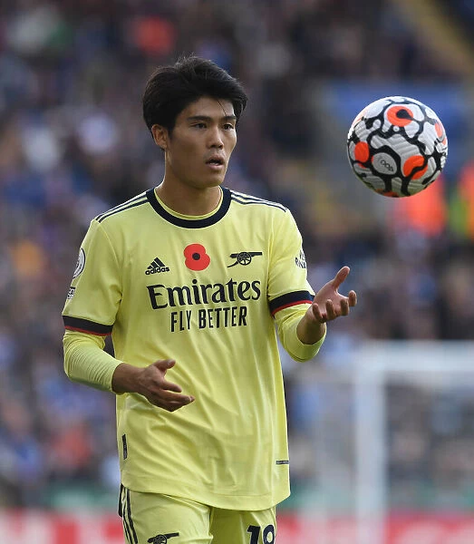 Arsenal's Tomiyasu in Action Against Leicester City - Premier League 2021-22