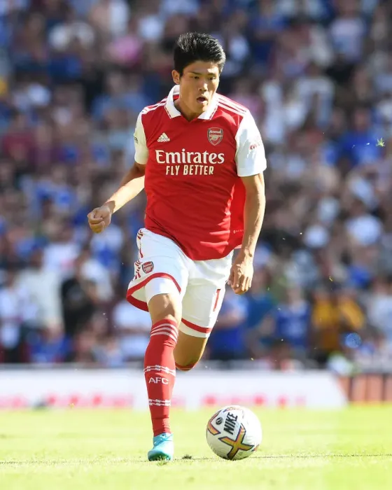 Framed Print : Arsenal's Tomiyasu Faces Leicester City in 2022-23 Premier League Clash