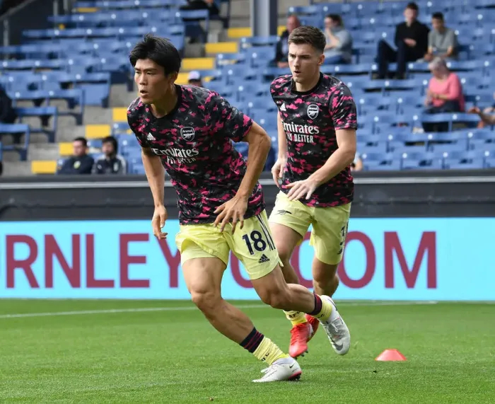 Framed Print : Arsenal's Tomiyasu Gears Up for Burnley Clash in Premier League (2021-22) Framed Print : Arsenal's Tomiyasu Gears Up for Burnley Clash in Premier League (2021-22)