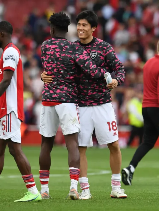 Framed Print : Arsenal's Tomiyasu and Lokonga Celebrate Victory Over Norwich City