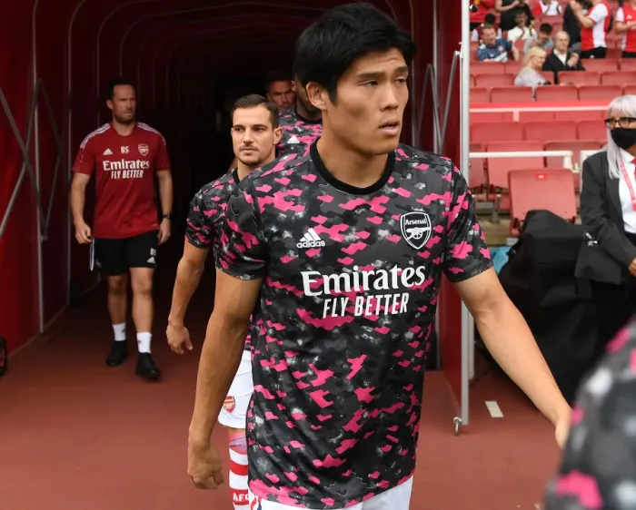 Framed Print : Arsenal's Tomiyasu Makes Premier League Debut: Arsenal vs. Tottenham - Tunnel Moment