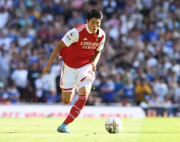 Framed Print : Arsenal's Tomiyasu Shines: Arsenal vs. Leicester City, Premier League 2022-23