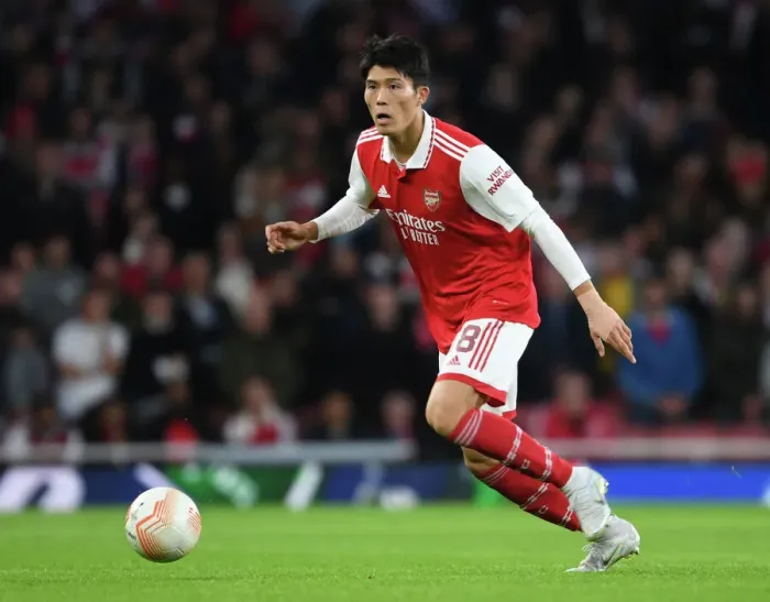 Framed Print : Arsenal's Tomiyasu Shines: Arsenal vs PSV Eindhoven, Europa League 2022-23