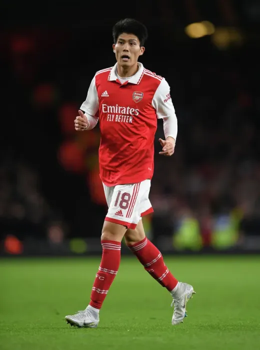 Framed Print : Arsenal's Tomiyasu Stands Out: Arsenal vs PSV Eindhoven, UEFA Europa League 2022-23