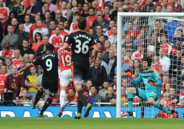 Framed Print : Arsenal's Triumph: 3-0 Shutout Against Manchester United - Cech & Arsenal Sweep Past Martial Framed Print : Arsenal's Triumph: 3-0 Shutout Against Manchester United - Cech & Arsenal Sweep Past Martial