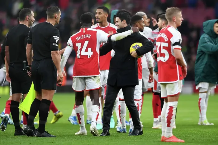 Framed Print : Arsenal's Triumph: Mikel Arteta and Eddie Nketiah Embrace Post-Match at Emirates Stadium (Arsenal v Sheffield United, 2023-24) Framed Print : Arsenal's Triumph: Mikel Arteta and Eddie Nketiah Embrace Post-Match at Emirates Stadium (Arsenal v Sheffield United, 2023-24)