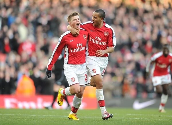 Arsenal's Triumph: Arshavin and Walcott Celebrate the 3rd Goal Against Burnley (6 / 2 / 2010)