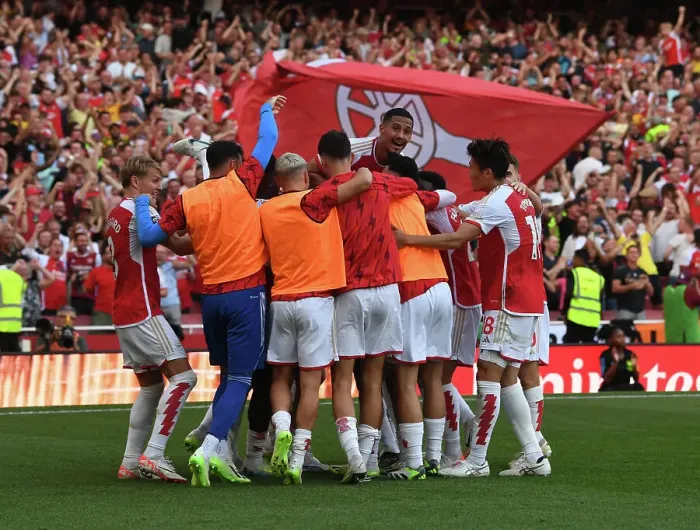 Framed Print : Arsenal's Triumph: Gabriel Jesus Scores the Decisive Goal Against Manchester United in the 2023-24 Premier League